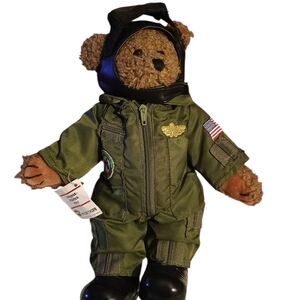 Aviator Teddy Bear in Green Suit